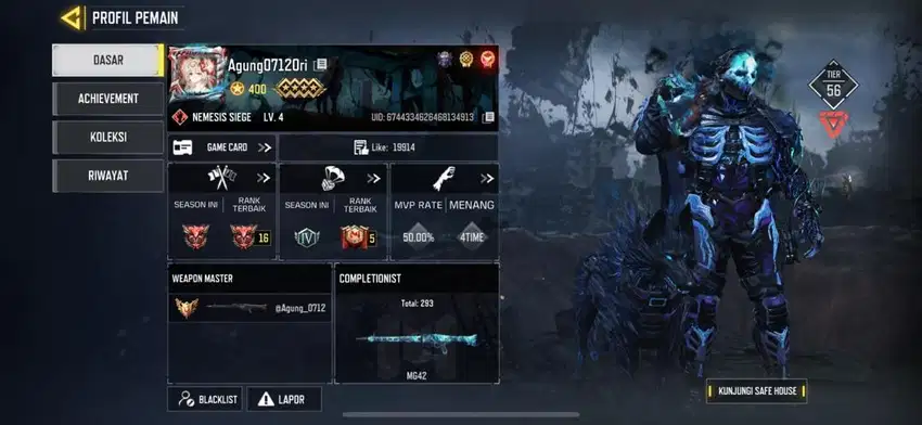 AKUN CALL OF DUTY MOBILE SULTAN 13 MYTHIC FULL UPGRADE