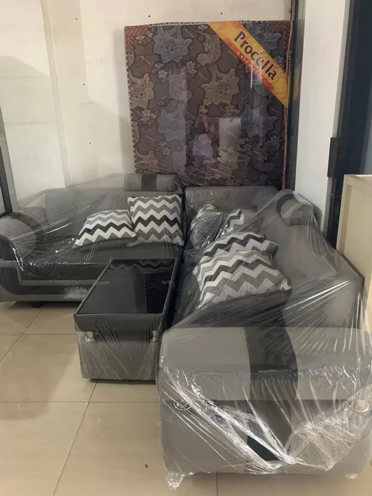 Sofa tipe L sudut + meja