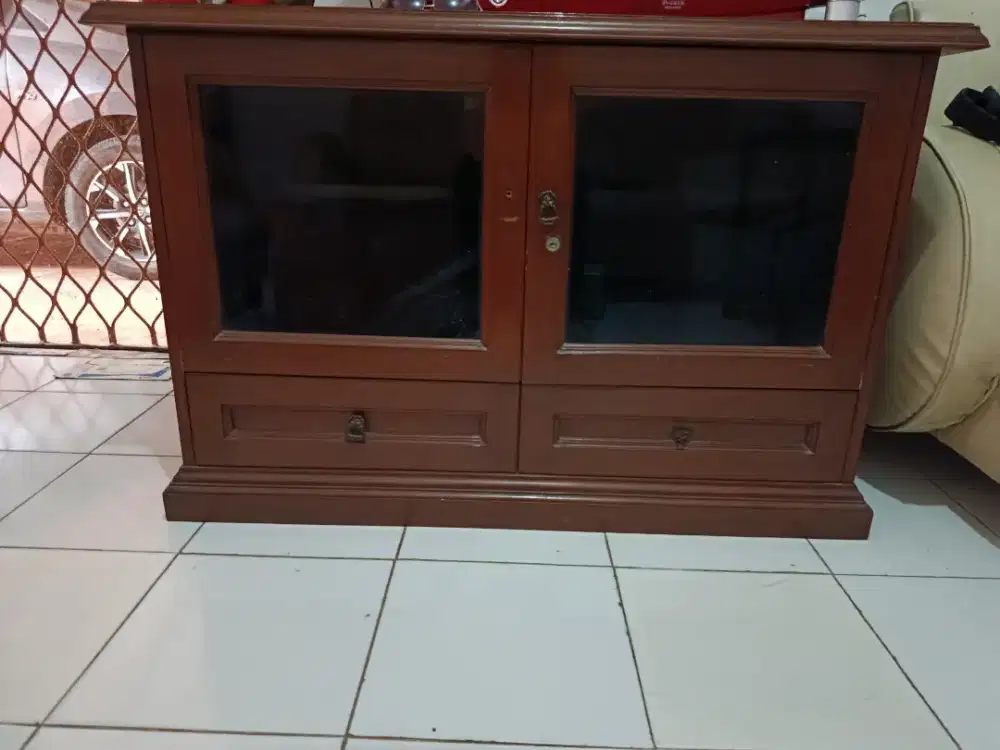 Jual meja TV jati bekas