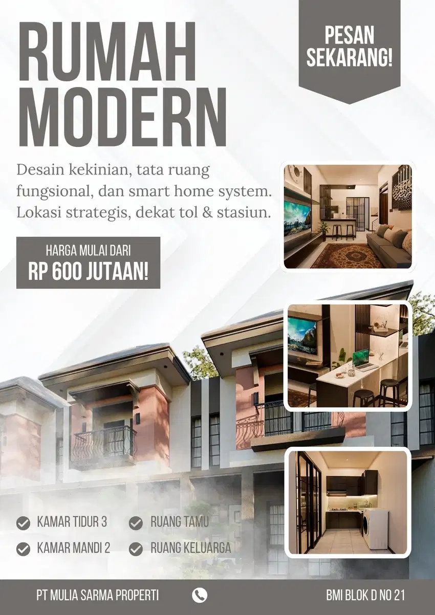 Rumah bebas banjir 2 lantai 3 kt 2 km bonus kitchenset