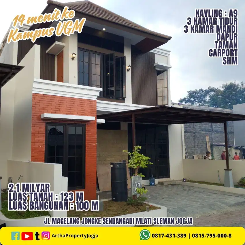 RUMAH HANYA 14 MENIT DARI KAMPUS UGM DEKAT HYATT MONJALI JCM
