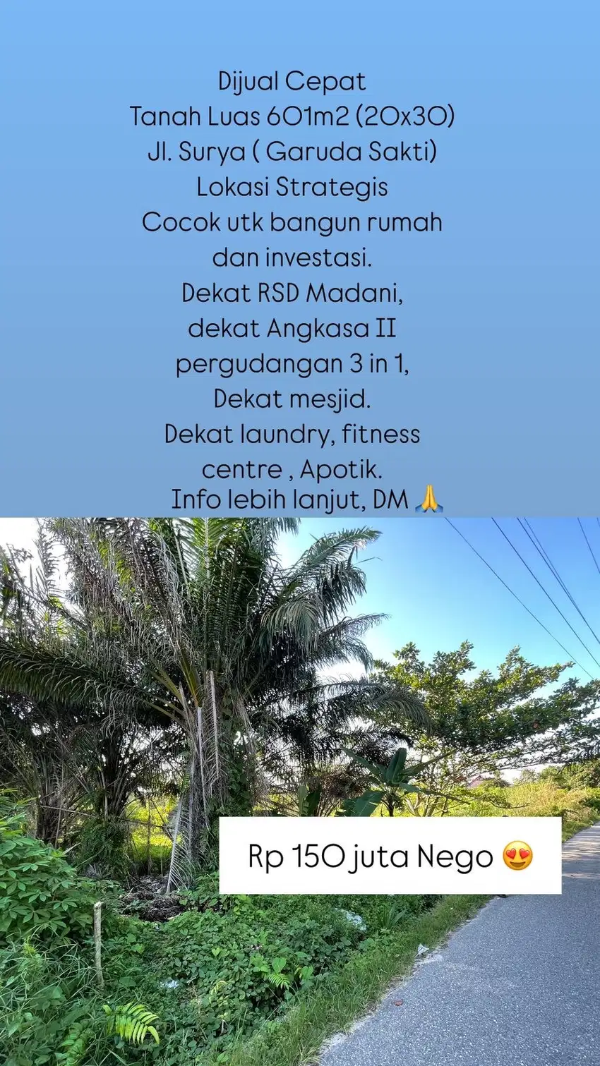 JUAL MURAH TANAH JL SURYA GARUDA SAKTI KM 2,5