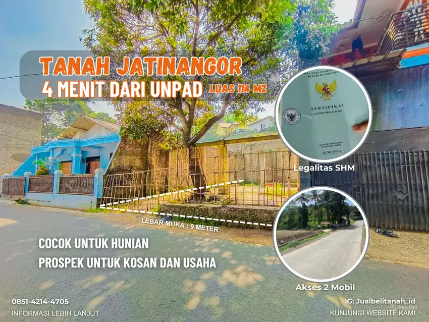 Tanah Pinggir Jalan Dekat UNPAD, SHM, Bisa Untuk Usaha – Akses 2 Mobil