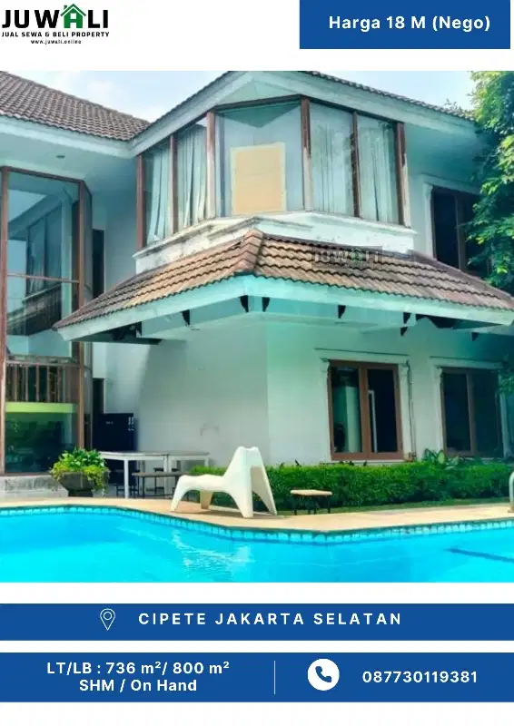 Di Jual Rumah Mewah Murah ada kolam renang Cipete