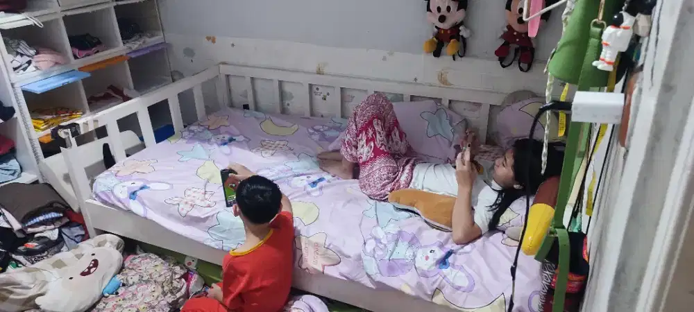 Ranjang kayu plus kasur