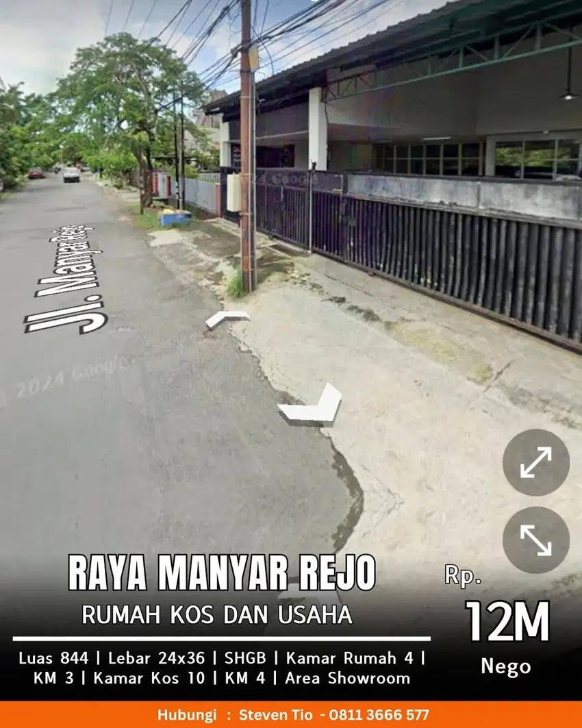 Dijual rumah kos dan usaha Raya Manyar Rejo