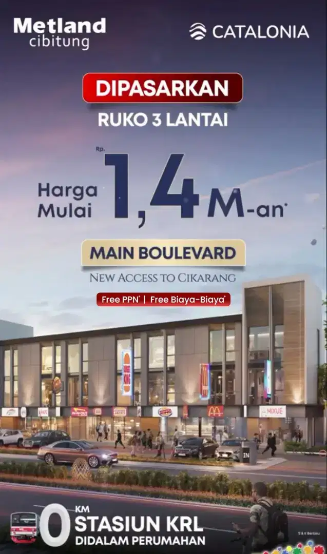 Ruko catalonia metland cibitung,ruko di metland ,ruko 3 lantai