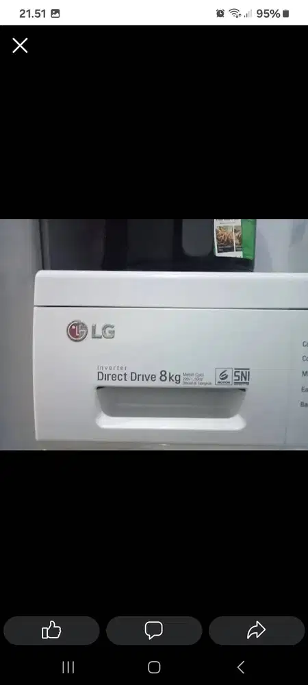 Mesin cuci LG 8 kg direct inverter harga 2,5 juta
