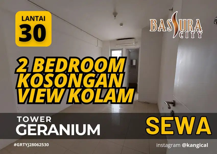 Disewkan 2 Kamar Kosongan Tower Geranium Apartemen Bassura City