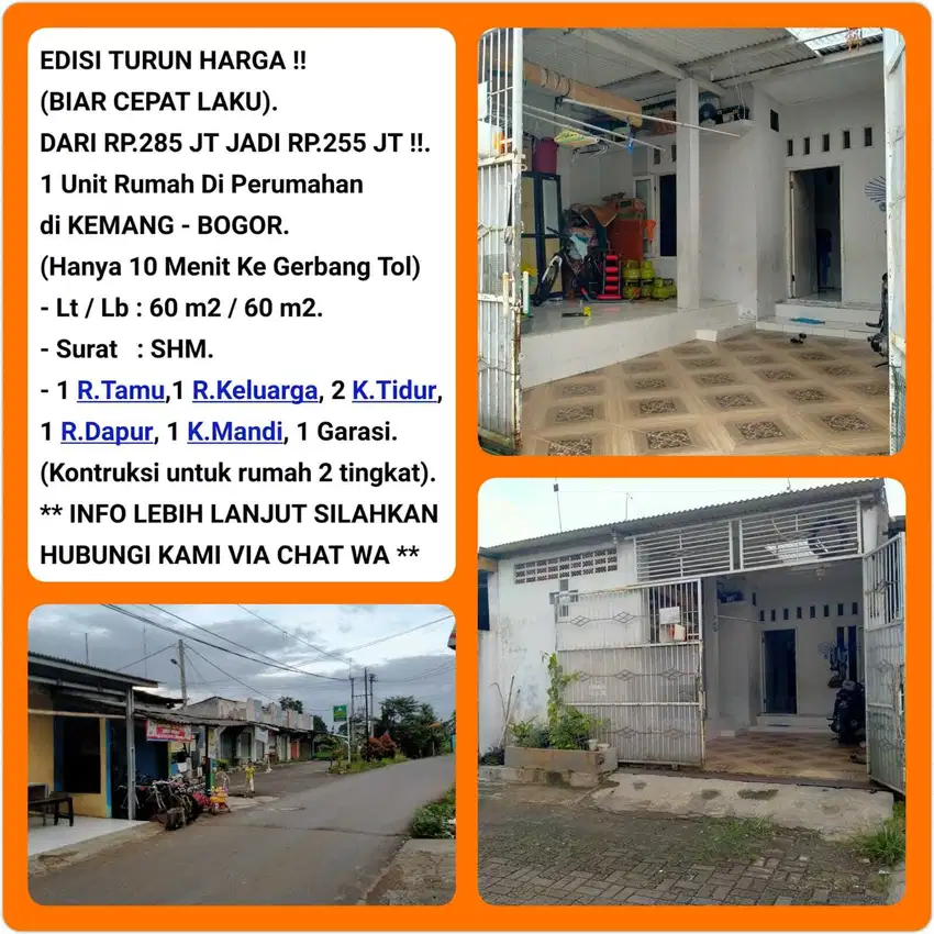Rumah dalam Perumahan jual murah strategis dekat tol di Kemang-Bogor 9