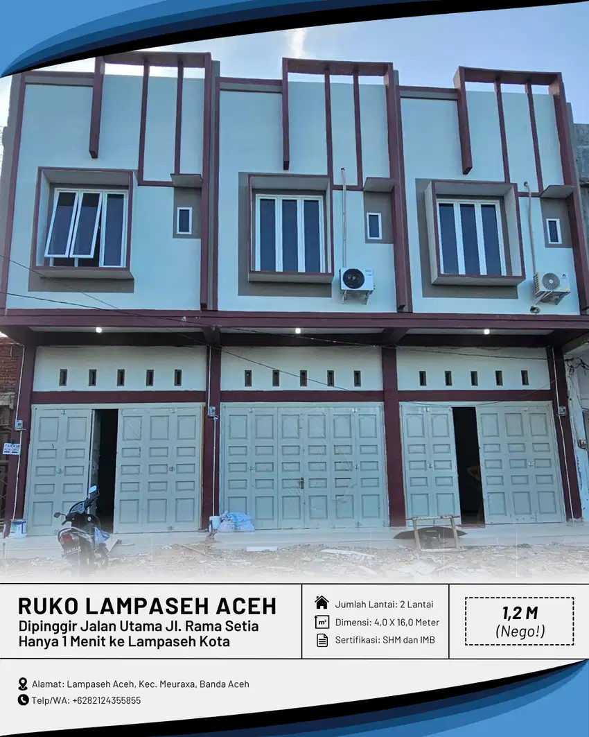 Dijual Ruko/Toko Baru di Lampaseh Kota Banda Aceh