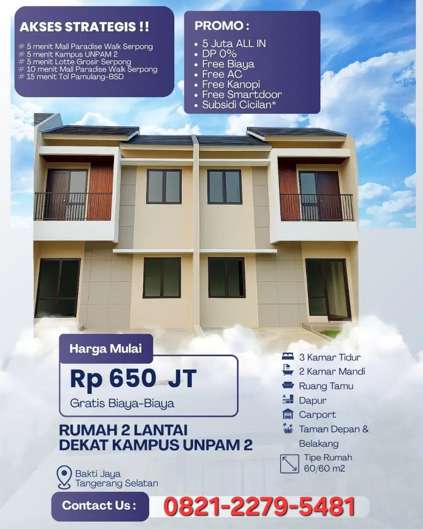 Hunian 2 lantai 650 juta di serpong Tangerang Selatan