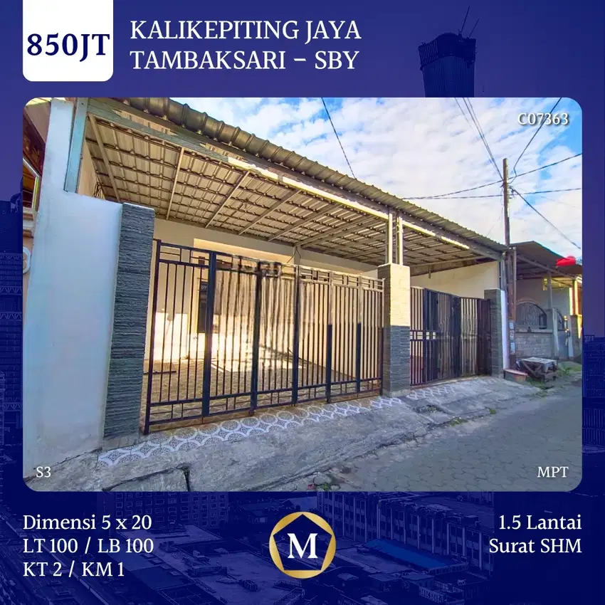 Rumah Kalikepiting Jaya dkt Kalijudan Ploso Tambaksari Pacar Kembang