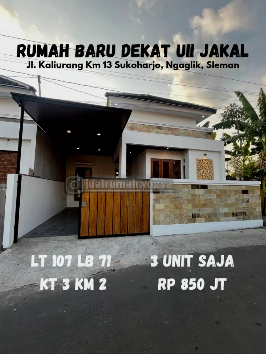 Rumah baru tepi jalan aspal dekat UII Jakal km 13 Sukoharjo