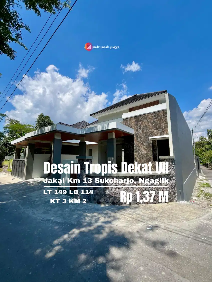 Rumah baru bagus luas timur kampus UII Jakal km 13 Sukoharjo