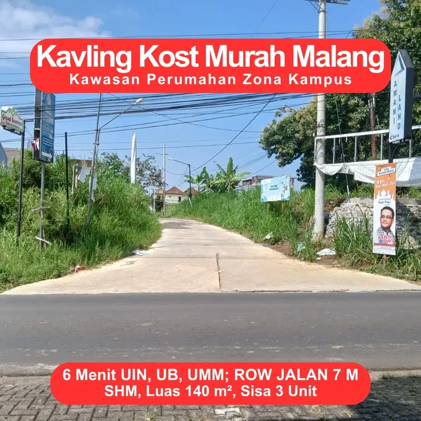 Jual Tanah Merjosari 7 Menit Taman Singha Langsung Akad Notaris