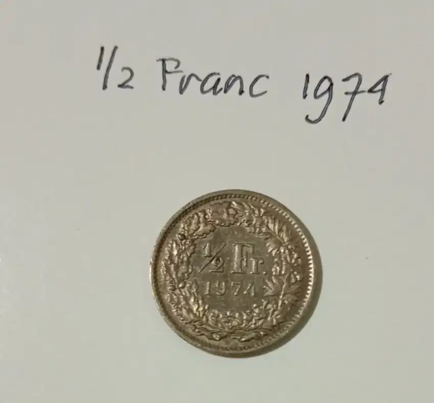 Uang coin 1/2 Franc thn 1974