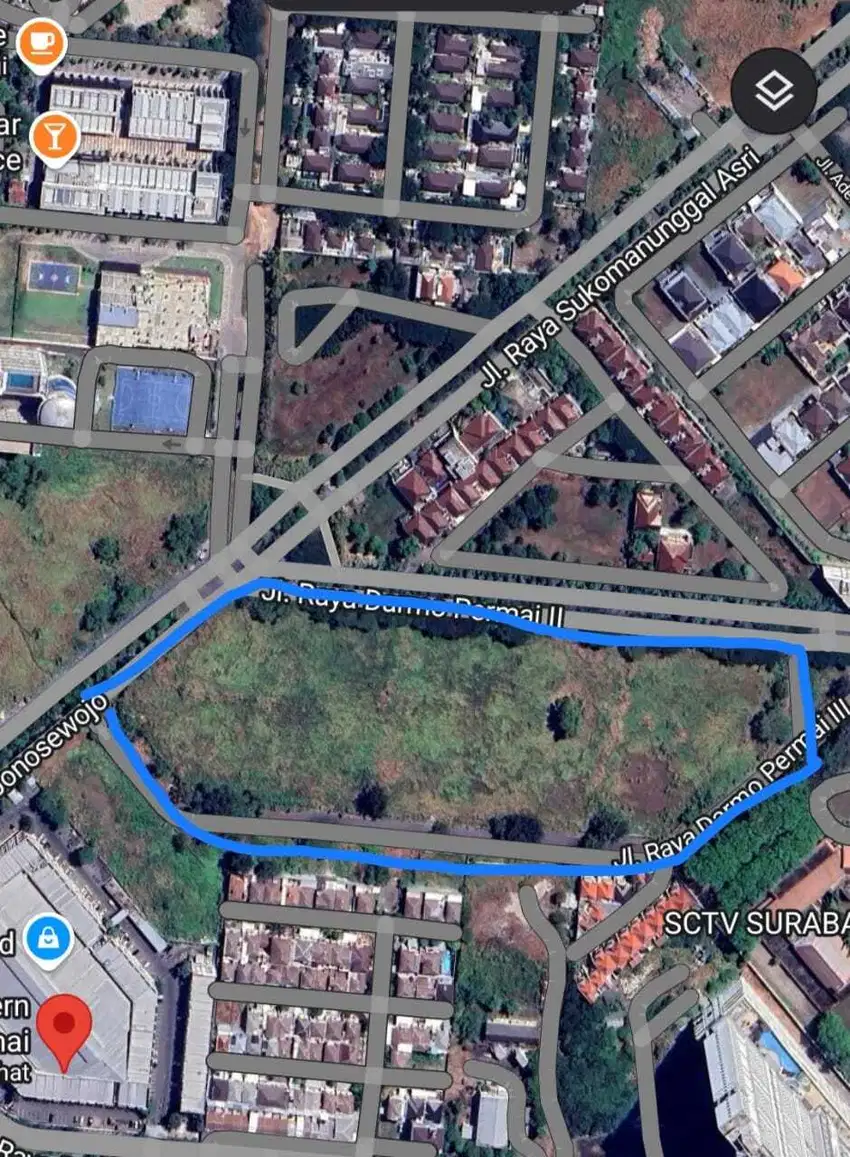 JUAL TANAH RAYA DARMO PERMAI PASAR MODERN 5.2HA KOMERSIAL LANGKA