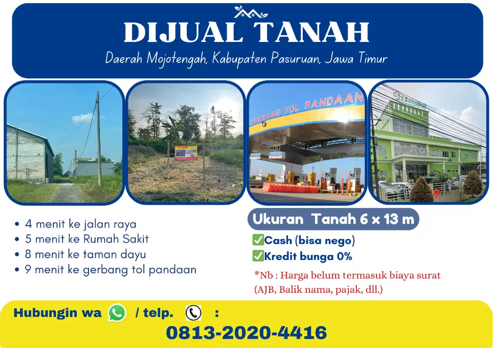 DIJUAL TANAH DAERAH KABUPATEN PASURUAN, JAWA TIMUR
