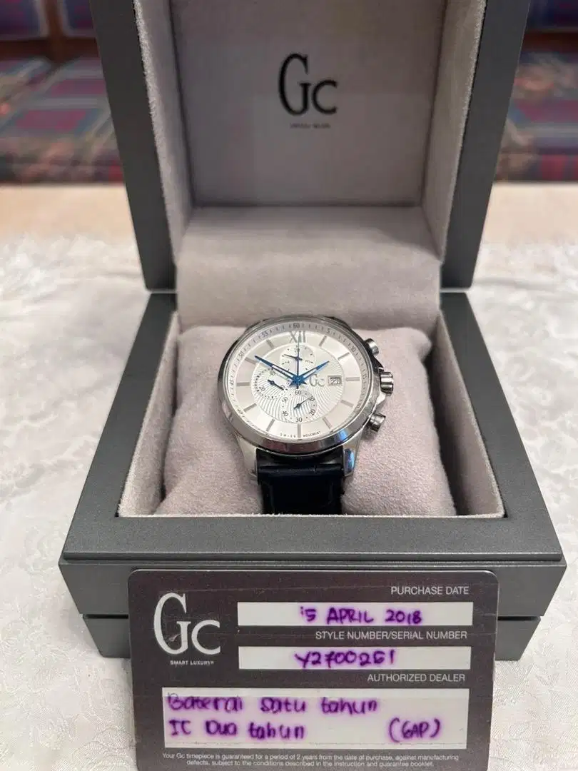 Jam GC Swiss Chronograph Men Watch Fullset mulus dengan kartu garansi