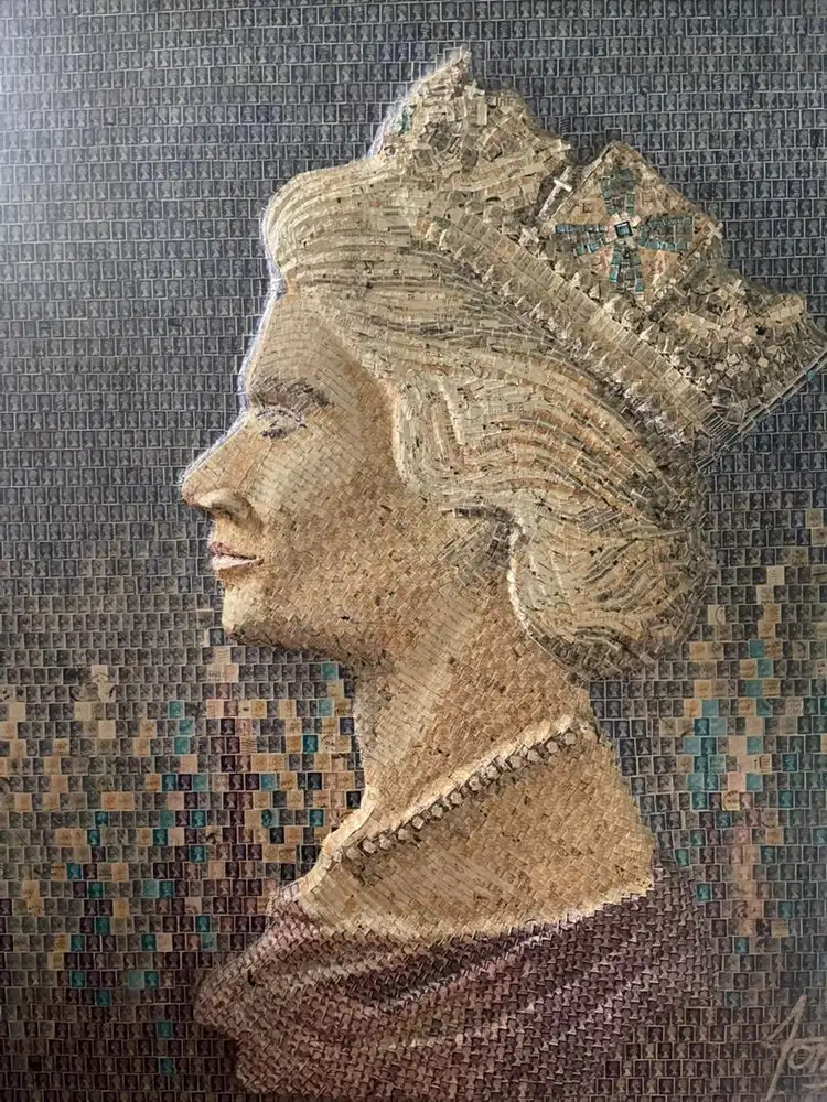 Lukisan Ratu Elisabeth Prangko Asli