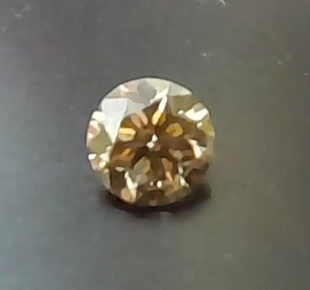 Natural diamond berlian afrika 0.5 ct round yellowish brown VS2 IGL