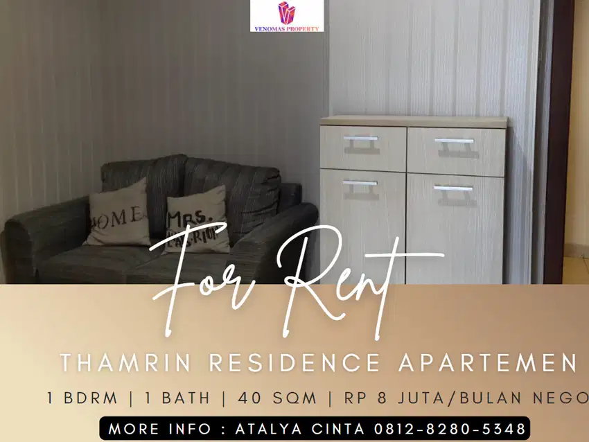 Disewakan Apartement Thamrin Residence High Floor 1BR Full Furnished