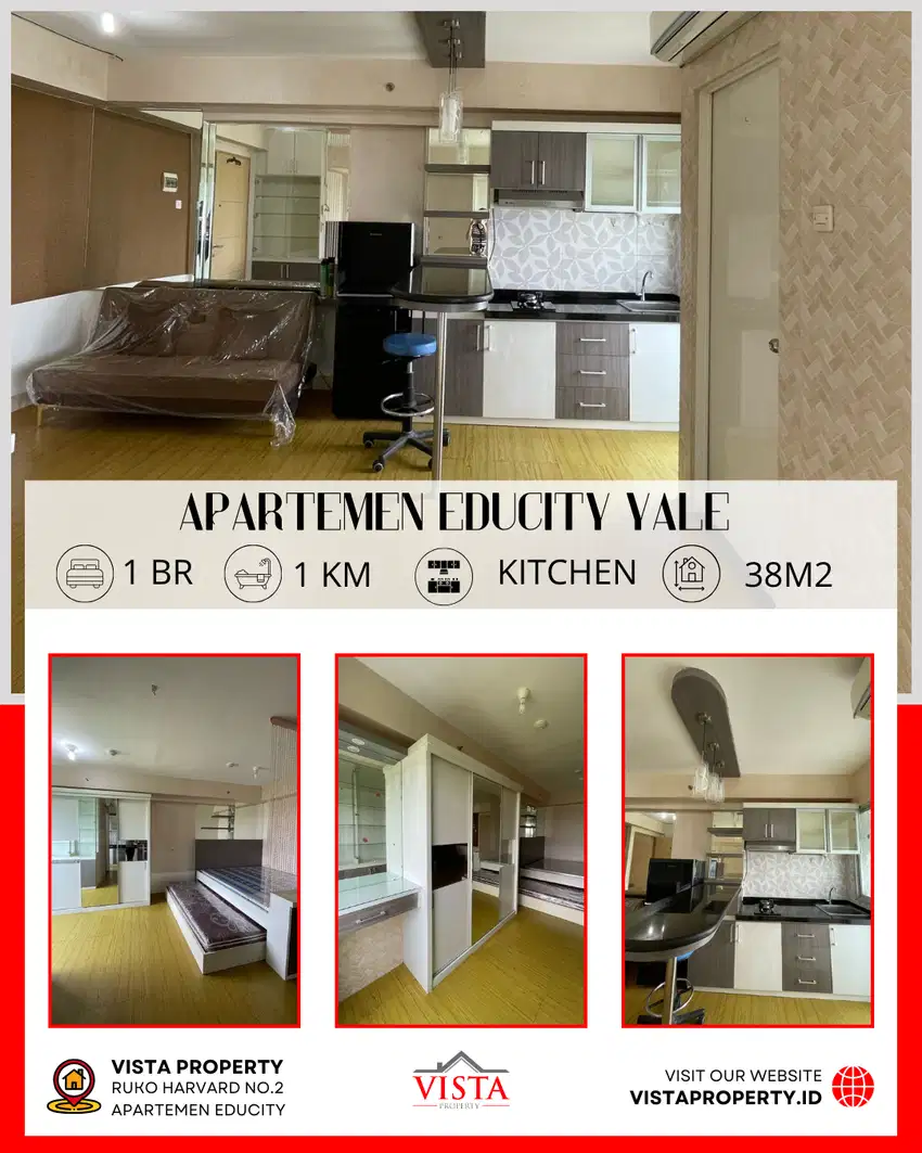 Dijual Apartemen Educity Yale Type 1BR Furnished by Vista Property