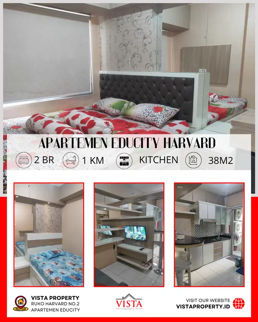 Dijual Apartemen Educity Harvard Type 2BR Lt Rendah by Vista Property