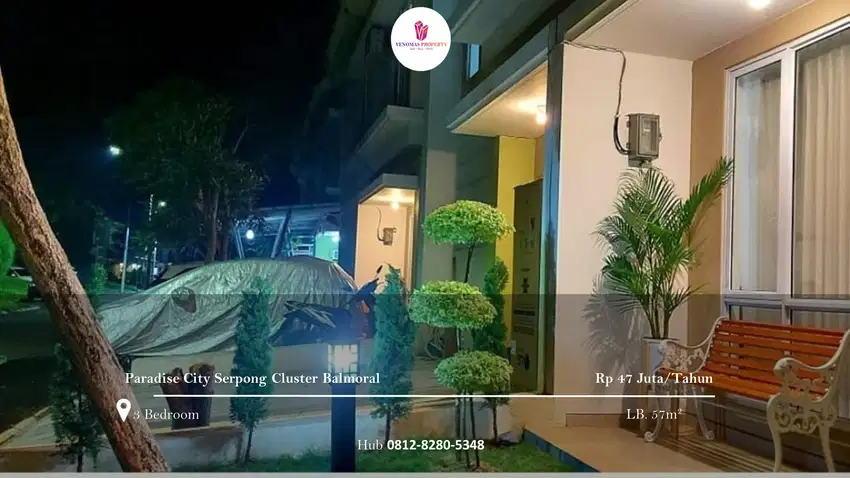 Disewakan Rumah Cluster Balmoral Paradise Serpong City
