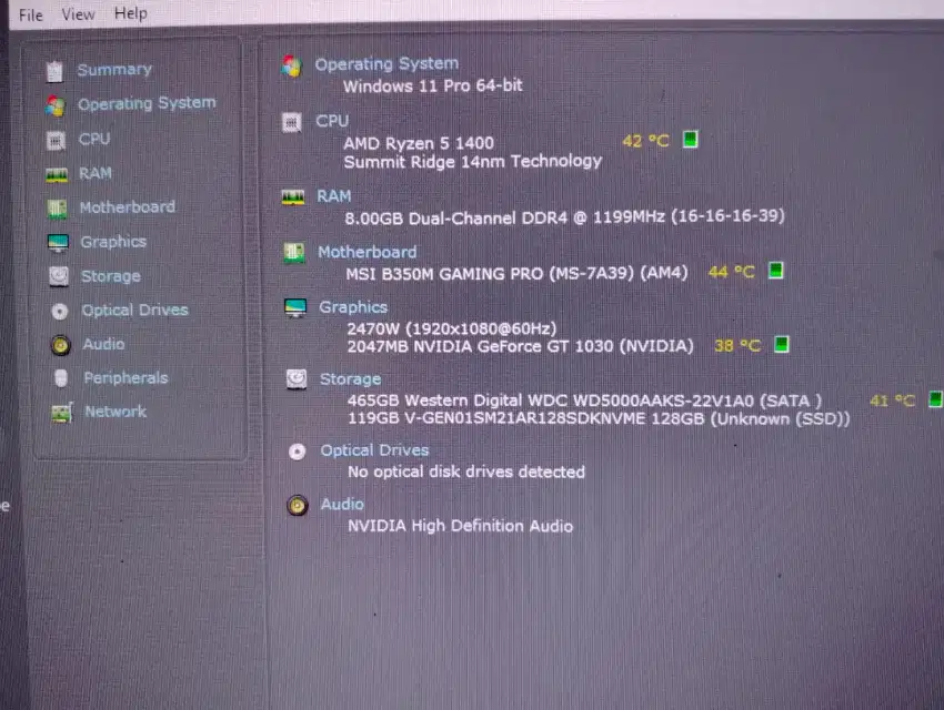 PC Ryzen 5 1400 NVME GT1030