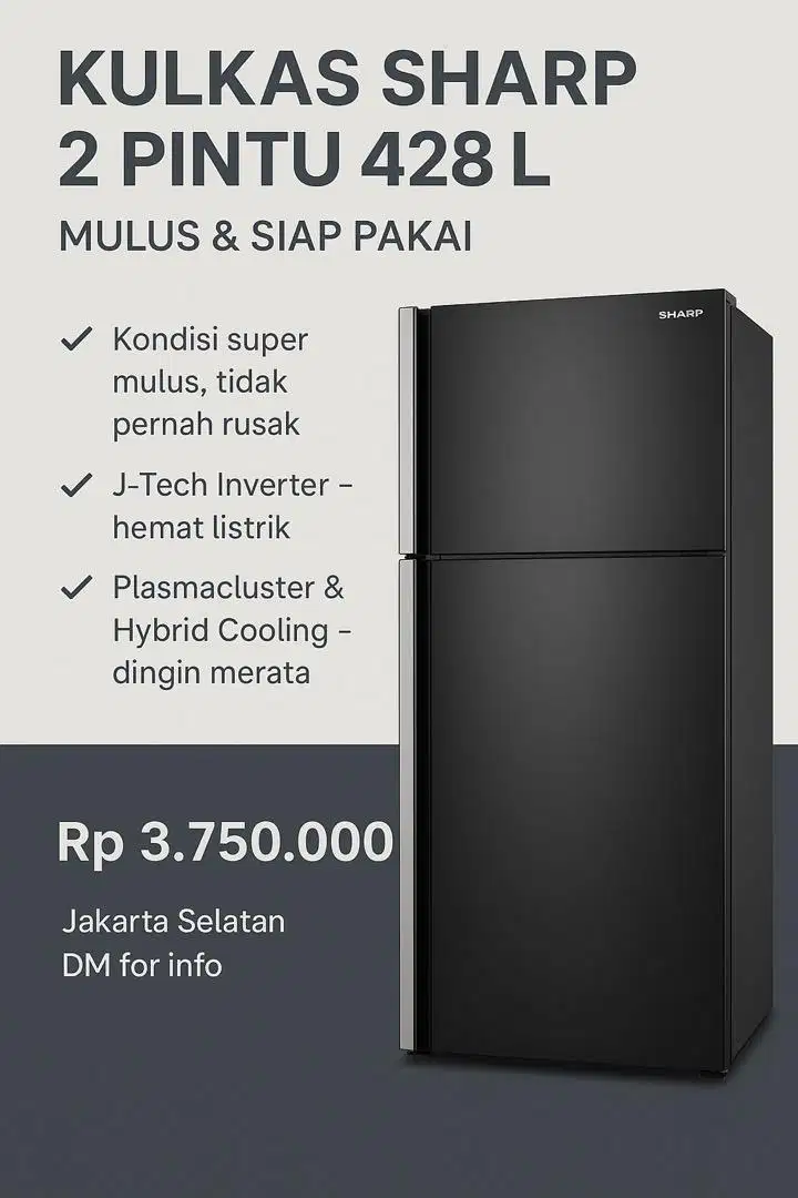 DIJUAL KULKAS / LEMARI ES SHARP 2 PINTU SJ-IG571PG-BK