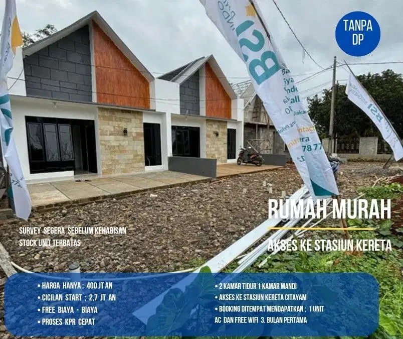 Rumah Murah Tanpa DP Pinggir jalan di Citayam