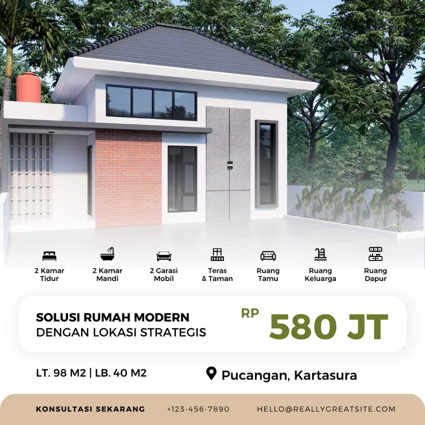 Rumah Solo Spot Pertumbuhan Area Barat. SHM + PBG