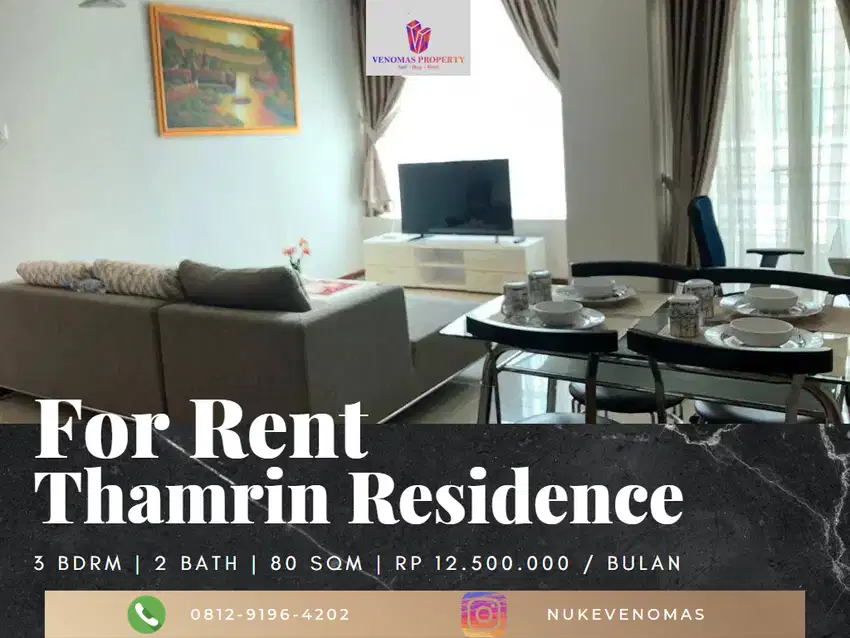 Disewakan Apartement Thamrin Residence 2BR+1 Tower E High Floor