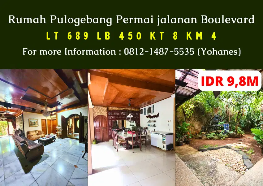Rumah Pulogebang Permai 689mtr jalanan Boulevard