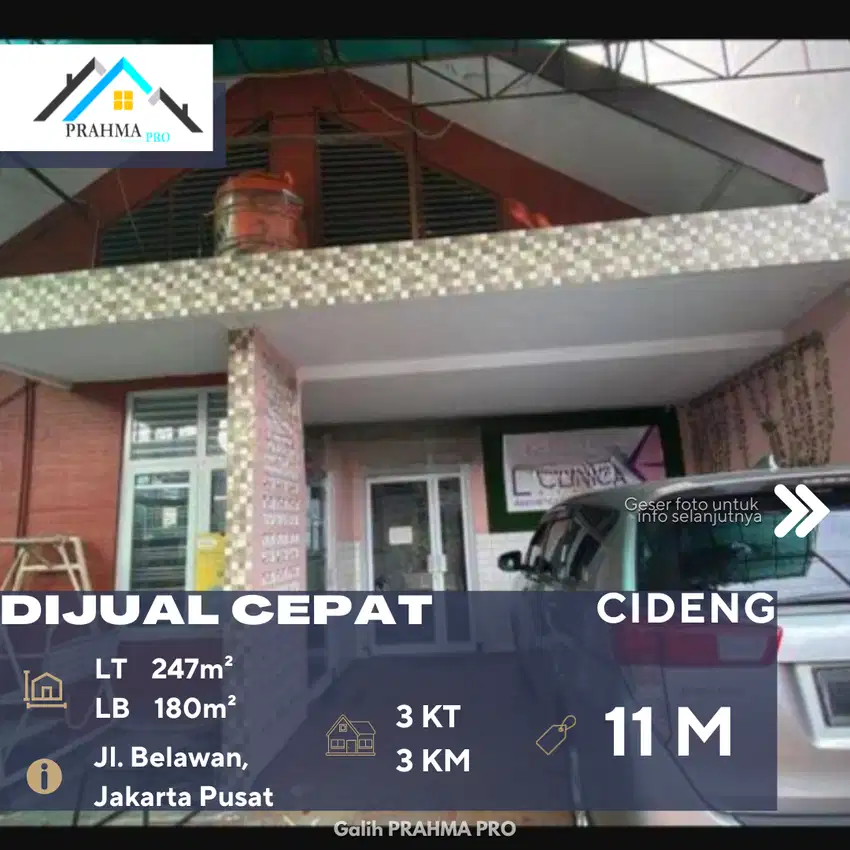 Cideng Jakpus Jual Rumah Tempat Usaha Dalam Zona Perdagangan Strategis