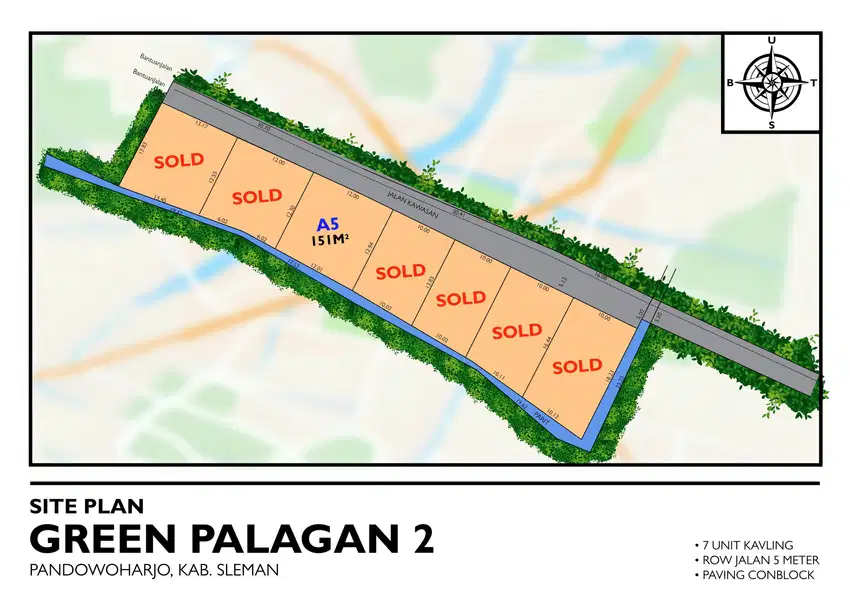 Vew Gunug Dan Hamparan Sawah Dijual Tanah di Jalan Palagan