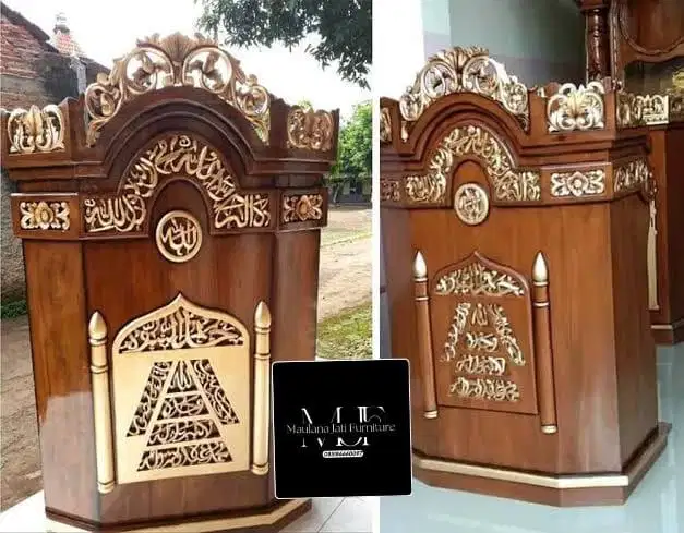 Jual mimbar masjid atau mushola wajik kayu jati solid