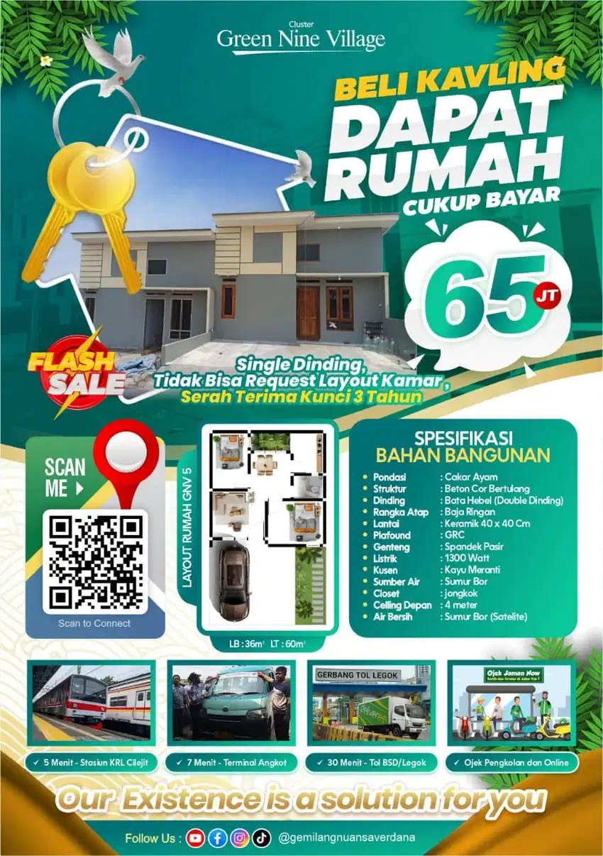 Perumahan tampa cicilan , dapat Rumah type 36/60
