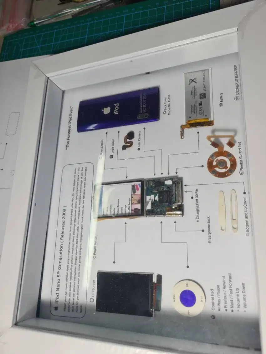 Dekorasi Ruangan Frame Art 3D Artwork Dissasembly iPod Nano 5th Gen