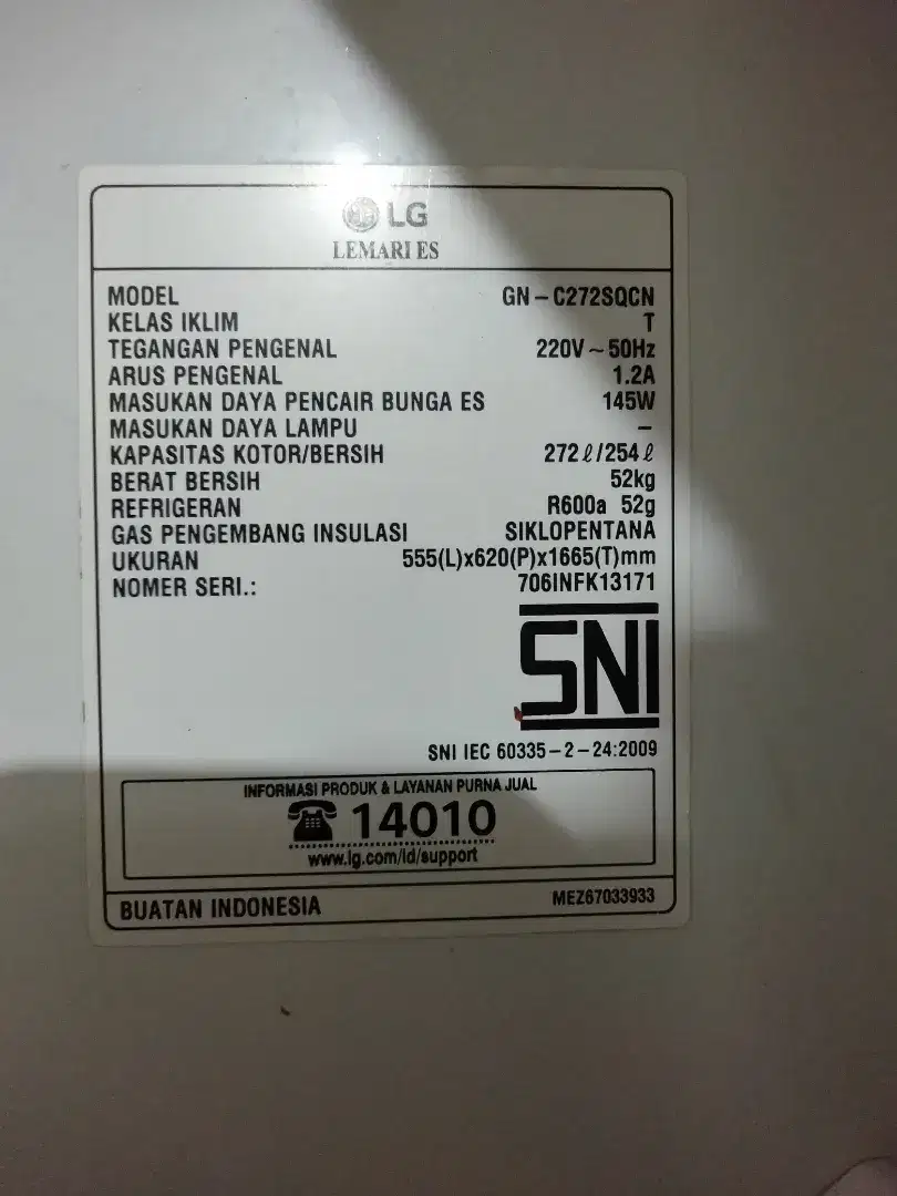 Jual cepat Kulkas LG 2 pintu