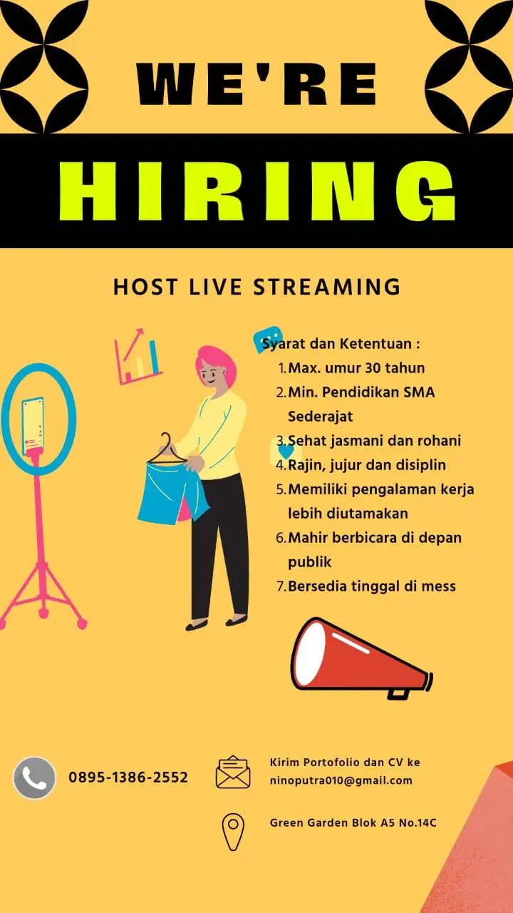 Di Butuhkan Host LIve Streaming