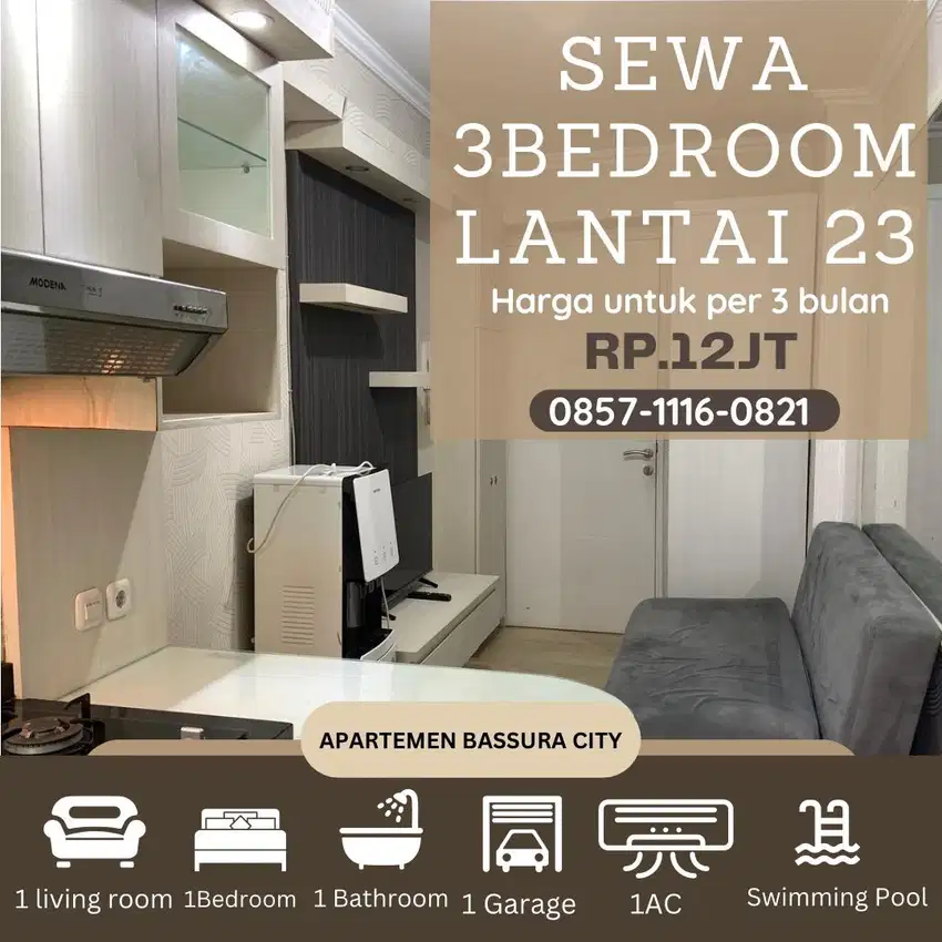 1kamar sewa furnish tower fasilitas terlengkap apartemen bassura city