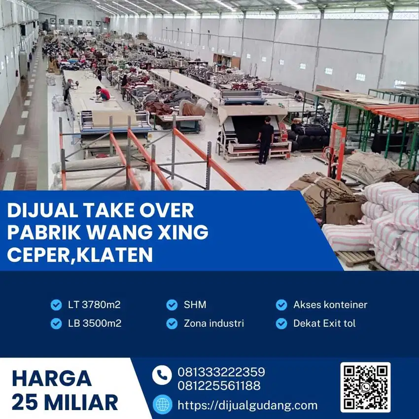 Butuh Uang! Dijual Gudang Industri Klaten Luas 3780m² – Harga Miring