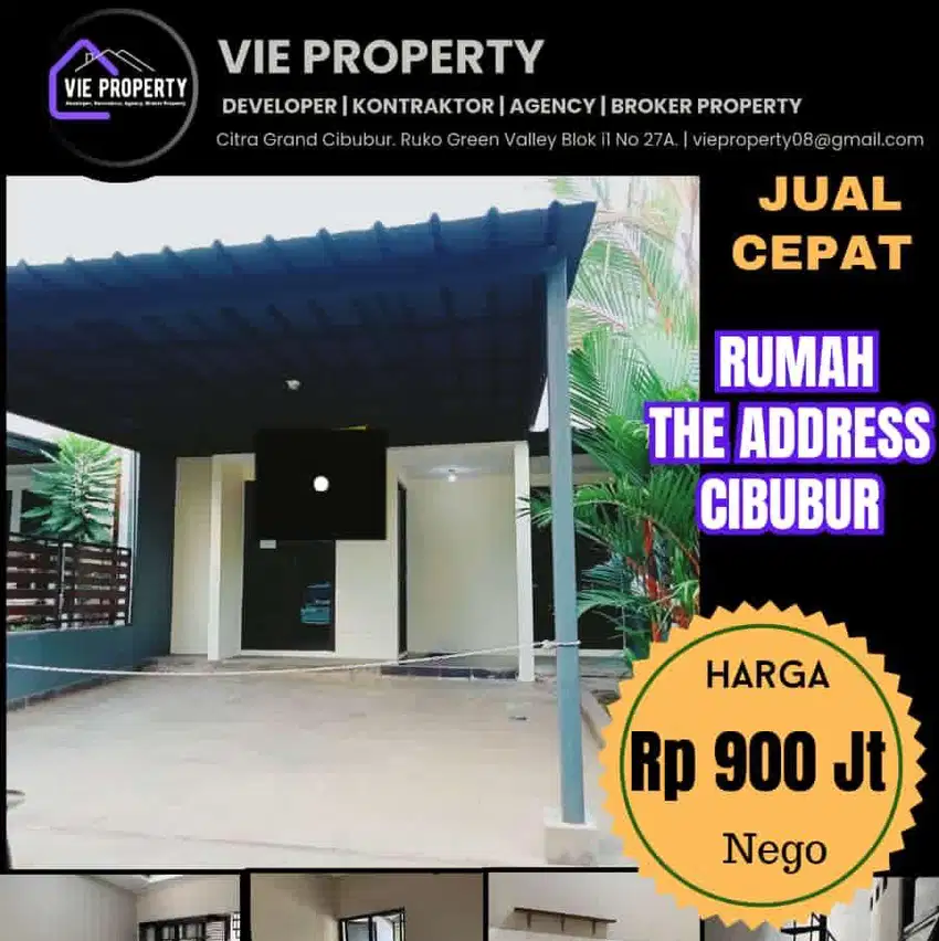 DIJUAL RUMAH DI THE ADDRESS CIBUBUR SIAP HUNI