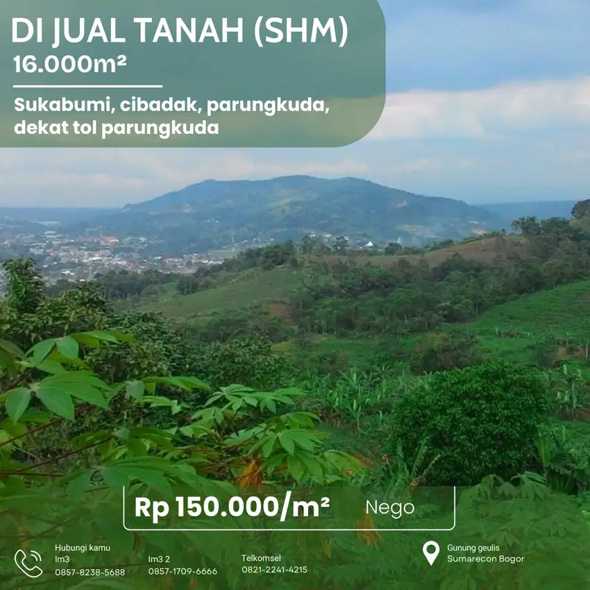 Dijual Tanah 50 Ha SHM – Cibadak, Bisa Ambil per 10 Ha-Harga 150(Nego)