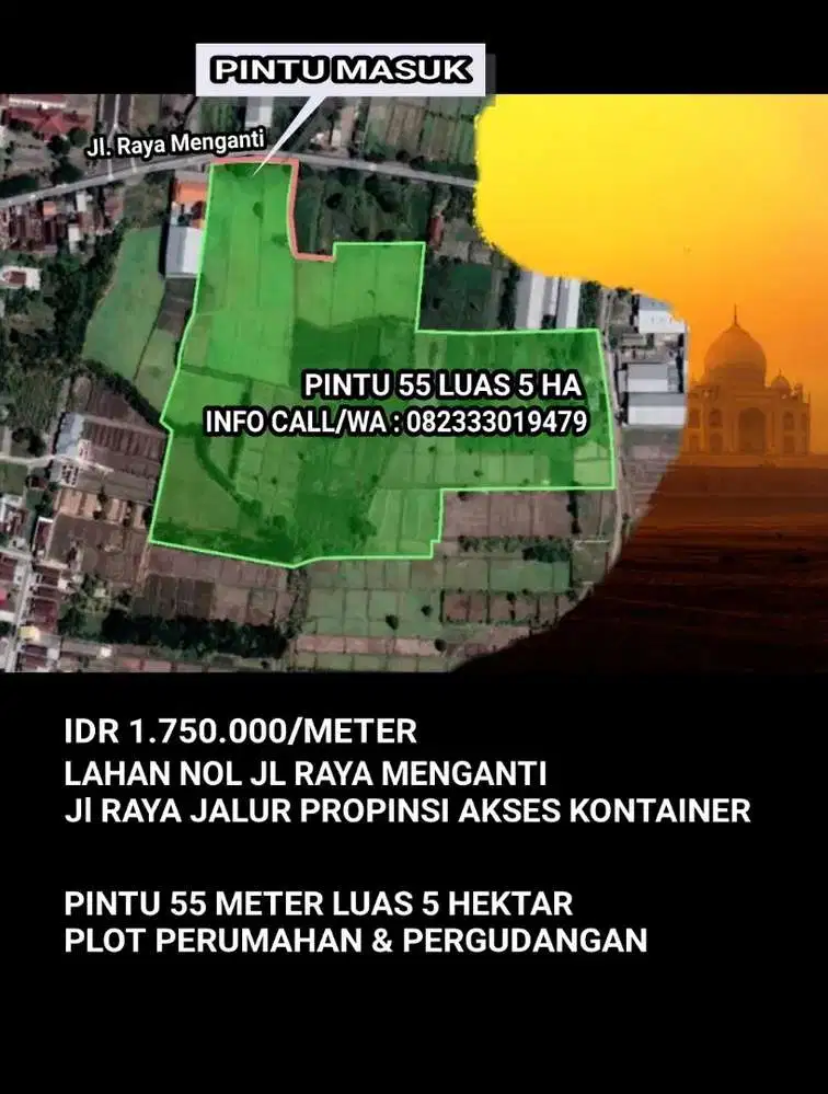 Lahan nol jl raya menganti akses kontainer