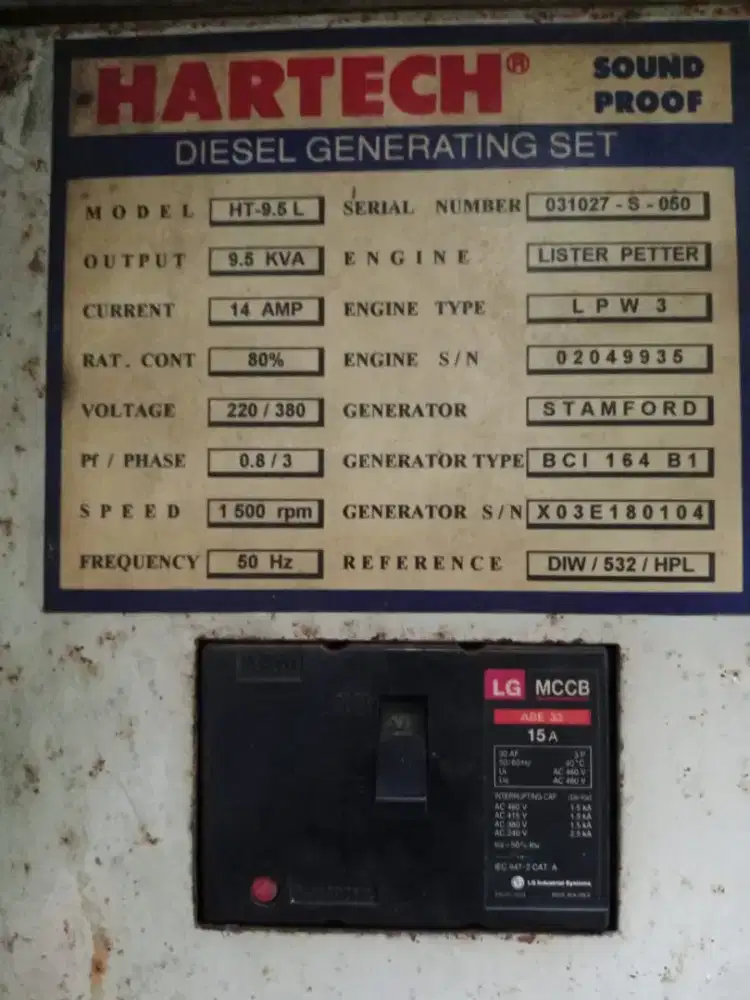 DiJual Genset Hartech