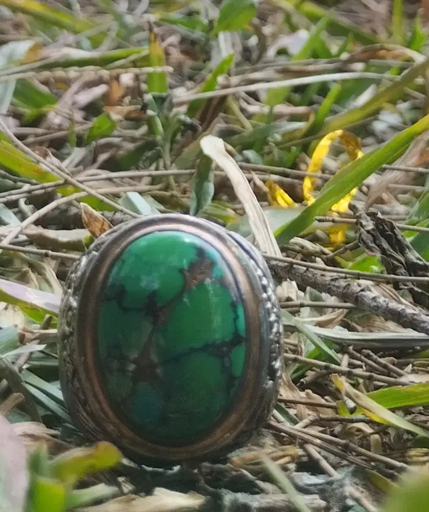 Forsale pirus hijau ring perak handmade, kelas kolektor